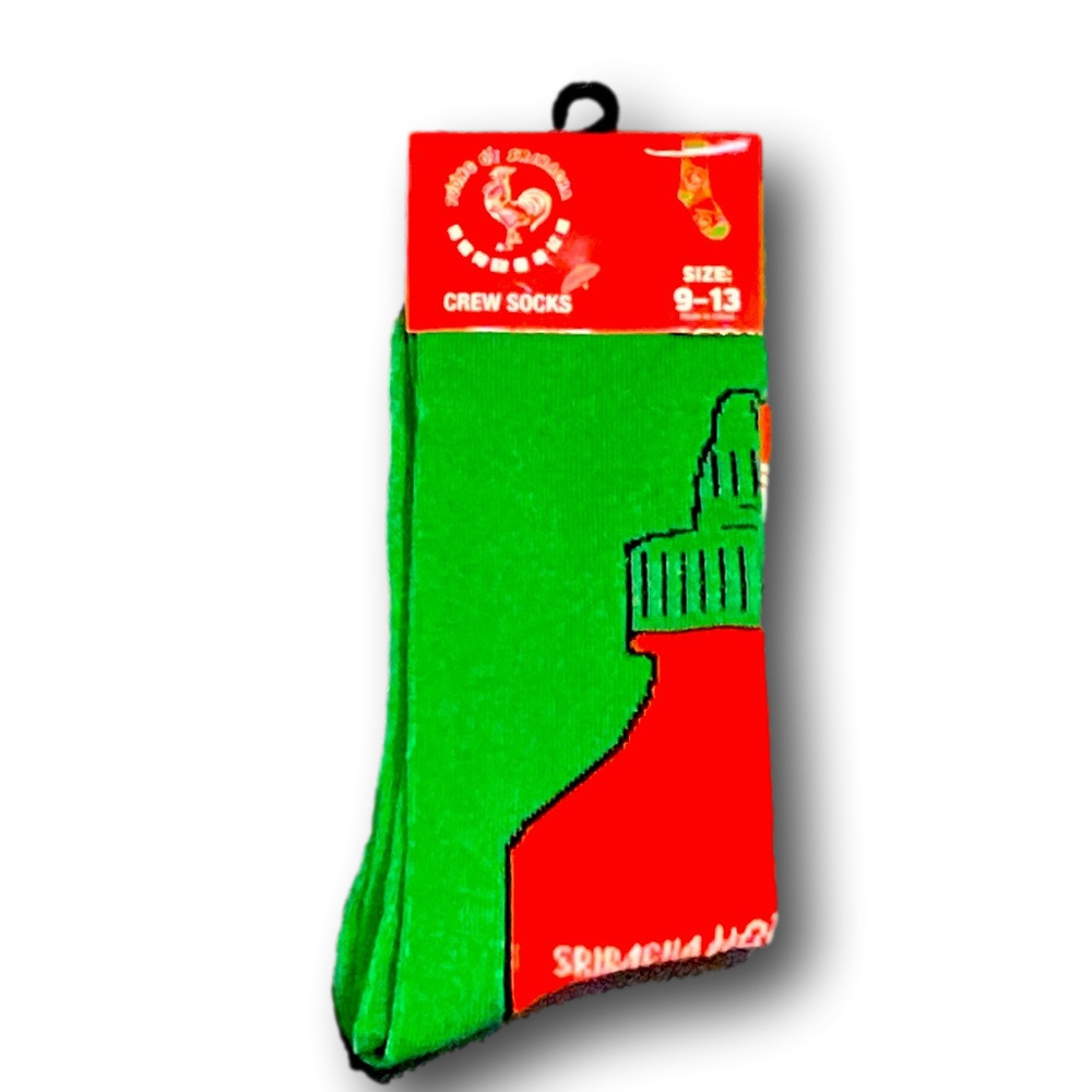 3/$20 Sriracha Hot Chili Sauce Funny Novelty Crew Socks - NWT